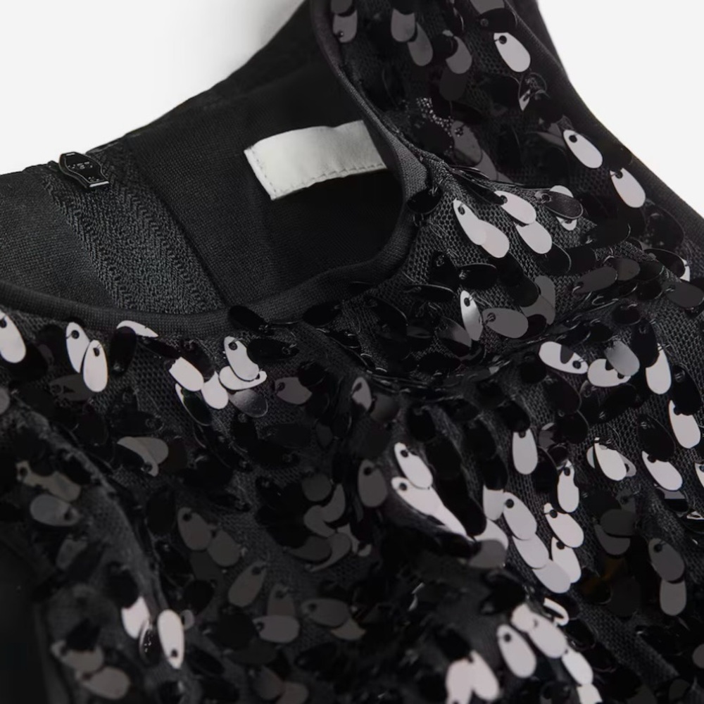 Sequin Black Crop Top - Picture 2 of 5